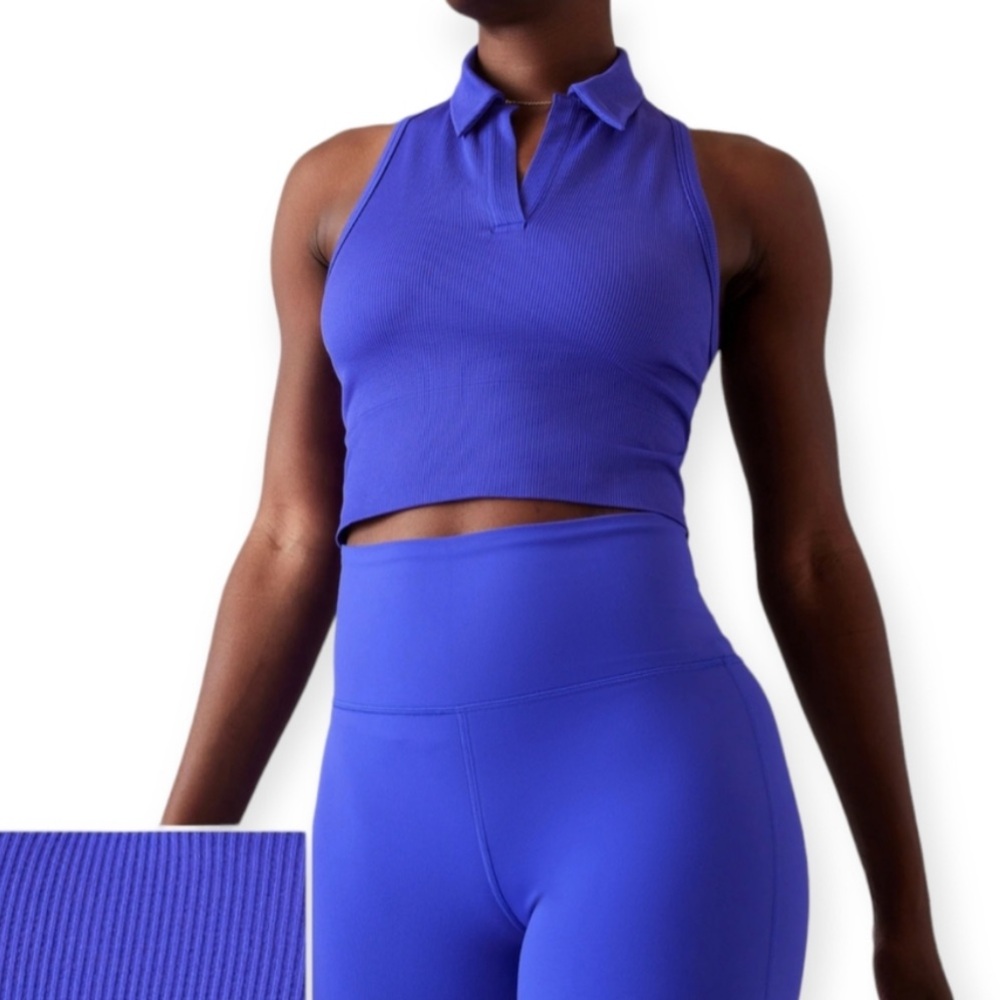Athleta Aurora Seamless Polo Crop Tank